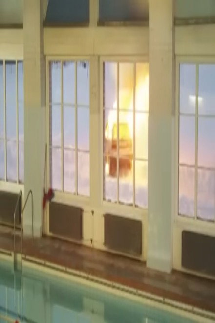 Swimming in the pool after using a bottle of vodka