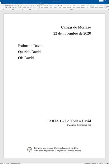 LETTER 1 - From Xoán to David